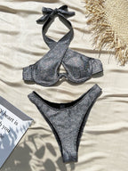 Women Seperated Swimwear Sexy Bronzing Steel Bracket Bikini Swimsuit Bikini Bella Mia