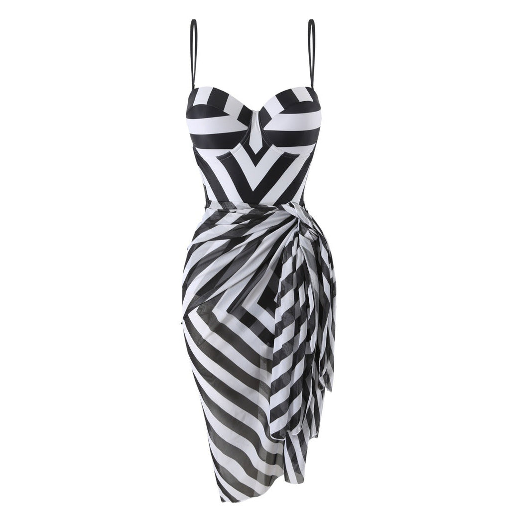Bikini Swimsuit Geometric Abstract Printed Steel Bracket Push up Swimsuit Bella Mia