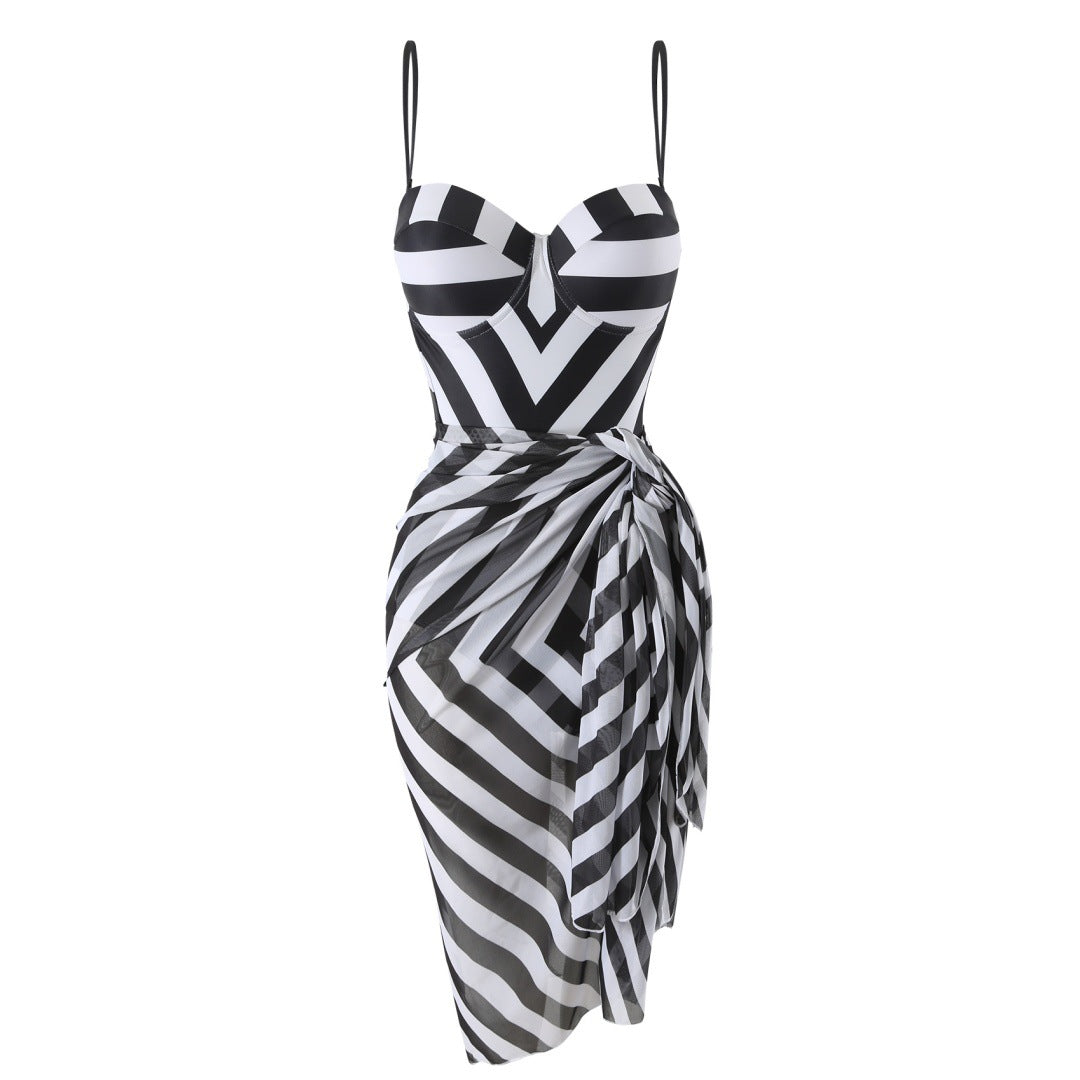 Bikini Swimsuit Geometric Abstract Printed Steel Bracket Push up Swimsuit Bella Mia