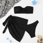 Swimsuit Women Split Backless Sexy Solid Color Bikini Mesh Bikini Three Piece Swimsuit Bella Mia