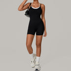 Autumn Sand Faux Two Piece Contrast Color Sling Sports Jumpsuit One Piece Yoga Clothes Backless Outdoor Fitness One Piece Bella Mia