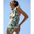 Oblique Shoulder Bow Bandage One Piece Swimsuit Women Suit Bella Mia