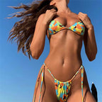 Sexy Backless Split Swimsuit Women's Printed Lace Up Bikini Bella Mia