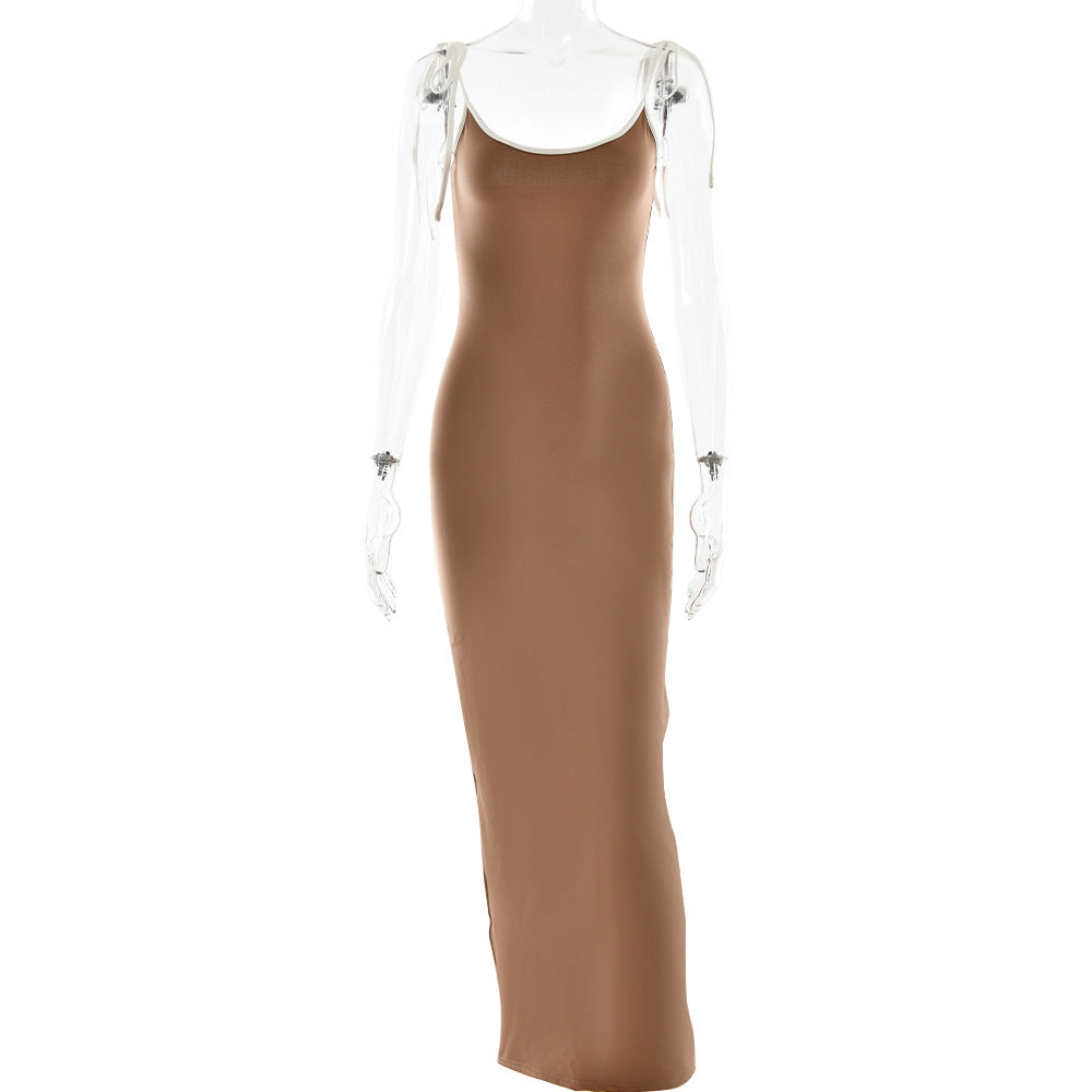 Autumn Sexy Sheath Slim Fit Maxi Dress Sleeveless Sexy Suspenders Dress