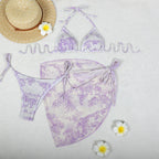 Printed Bikini Three Piece Gauze Skirt Split Sexy Vacation Bikini Swimsuit Bella Mia