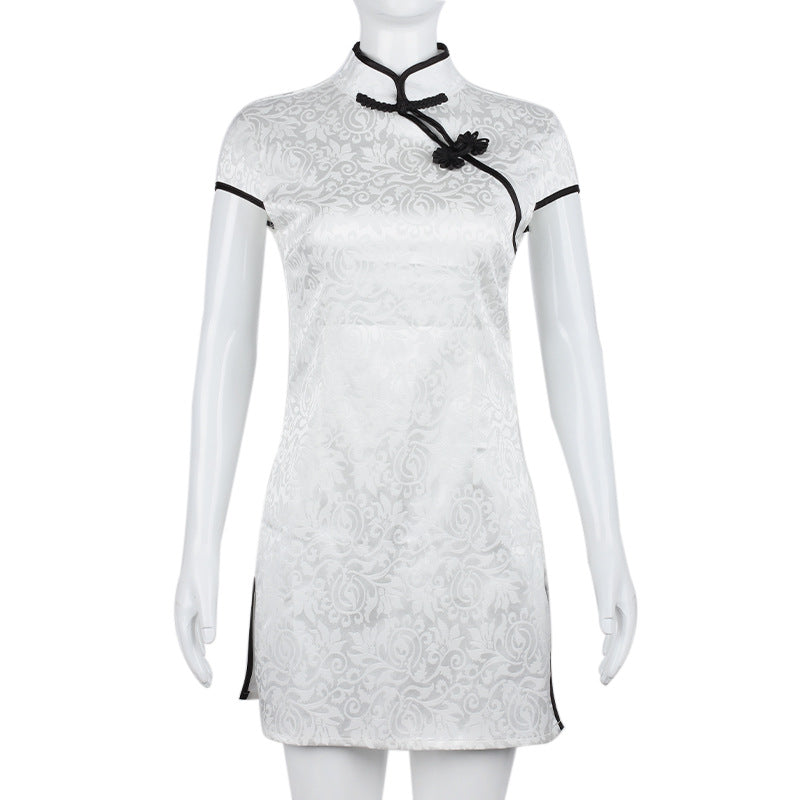 Summer Sexy High Waist Slimming Tight Improved Frog Buckle Dress Split Retro Cheongsam Bella Mia