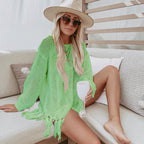 Hollow Out Cutout Knitted Tassel Beach Cover up Seaside Vacation Bikini Cover Swimsuit Outwear Sun Protection Clothing for Women Crochet hook Bella Mia