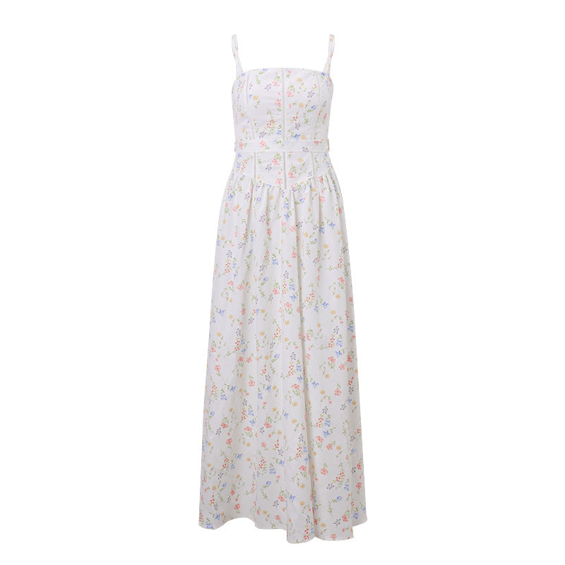 Women Clothing Summer Sexy French Pastoral Holiday Floral Strap Dress Maxi Dress for Women Bella Mia