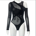 Slim Women Clothing Summer Sexy Mesh See Through Tight Long Sleeved Jumpsuit Bella Mia