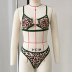 High Slit Low Waist Briefs Bikini Sexy Leopard Print Hollow Out Cutout out Strap Split Swimsuit Women Bikini Bella Mia