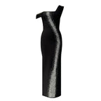 Sexy Single Shoulder Mesh Stitching Rhinestone Hip Bag Bandage Dress Party Dress Bella Mia