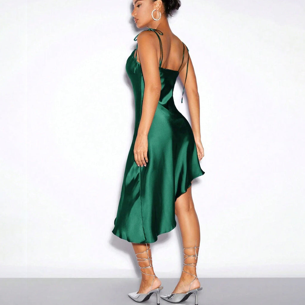 Satin Sling Dress Spring Summer Evening Dress Satin Sexy Women Clothing Bella Mia