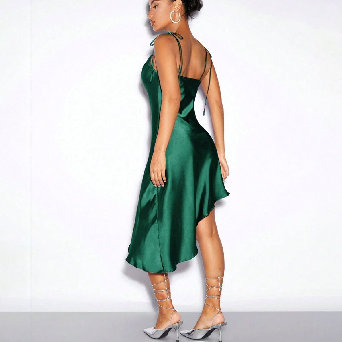 Satin Sling Dress Spring Summer Evening Dress Satin Sexy Women Clothing Bella Mia