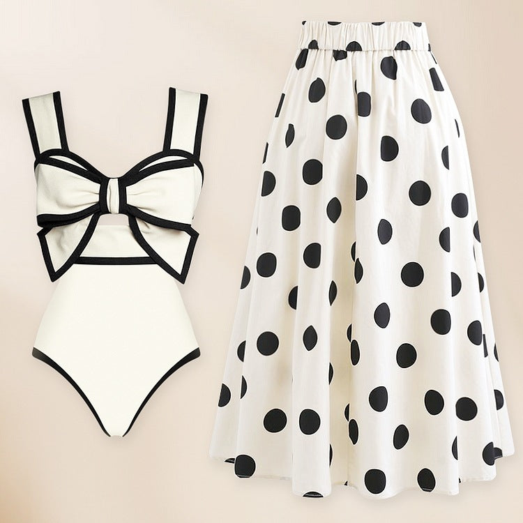 Sexy Swimsuit Women Conservative Cover Belly Lace up Swimsuit Spring Chiffon Beach Skirt Set Swimsuit Bella Mia