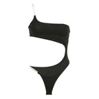 Sexy Jumpsuit See through Bra Straps Asymmetric Tube Top Hollow Out Cutout Seaside Vacation Swimsuit One Piece Bikini Bella Mia