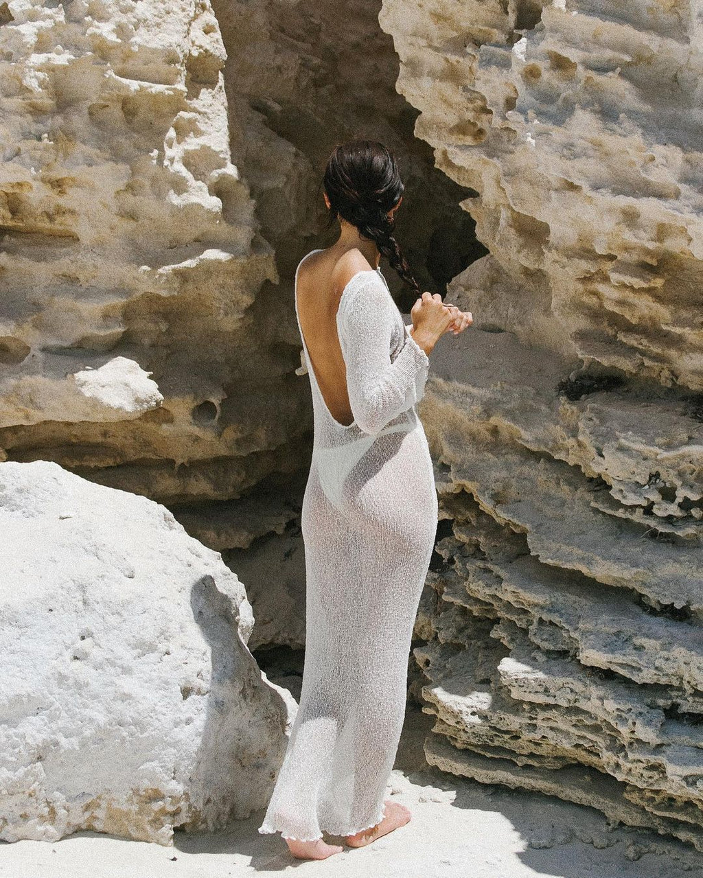 Sexy See Through Backless Slim Fit Comfortable Beach Beach Cover Up Bohemian Woolen Maxi Dress Bella Mia