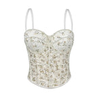 Pearl Mesh Boning Corset Corset Transparent Sexy Lace Tube Tops Strap Sexy Drawstring Slim Fit Boning Corset Top Bella Mia