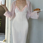 Spring Women Clothing Sexy Lace V neck Backless Bow Sling Dress Bella Mia