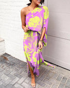 Women Clothing Dress Sexy Oblique Shoulder Elegant Single Side Sleeve Dress for Women Bella Mia