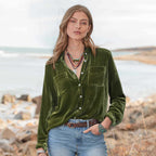 Pleuche Shirt Women Long Sleeve All Match Velvet Top Loose Fitting Underwear Blouse Bella Mia