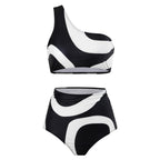 Retro Split Swimsuit Sexy One Shoulder Swimwear Chiffon Beach Skirt Set Bella Mia