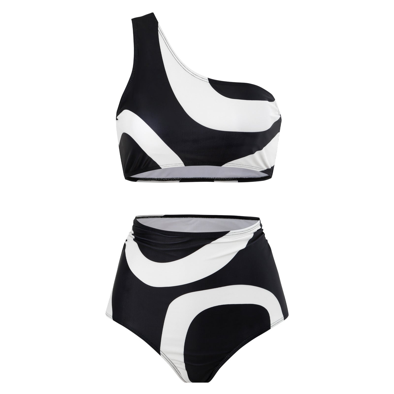 Retro Split Swimsuit Sexy One Shoulder Swimwear Chiffon Beach Skirt Set Bella Mia