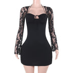Autumn Elegant Sexy Slim Lace Long Sleeve Hip Wrapped Dress Women Bella Mia