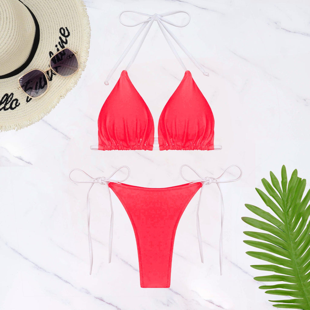 Solid Color Tied Sexy Three Point Bikini Swimwear Women Bella Mia