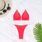 Solid Color Tied Sexy Three Point Bikini Swimwear Women Bella Mia