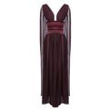Wine Red Dress Women Summer Sleeveless Deep V Plunge Fitted High Waist Drape Chiffon Dinner Dress