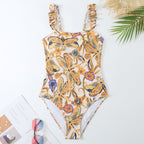 Women Flying Edge One Piece Women Swimwear Retro Cover Belly Slimming Swimsuit Chiffon Beach Dress Bella Mia