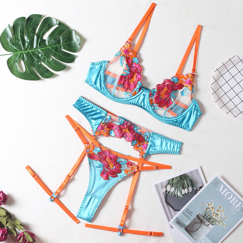 Sexy Embroidery Printed Garter Sexy Suit Bella Mia