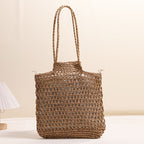 One Shoulder Hollow Out Cutout out Straw Bag Special Interest Design Straw Bag Woven Bag Vacation Beach Bag Women Bag Bella Mia