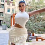Women Clothing Solid Color Sleeveless Dress High Collar Casual Pullover Hip Dress Bella Mia