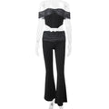 Women Clothing Summer Sexy Polka Dot Print Irregular Asymmetric Top High Waist Casual Pants Set Bella Mia
