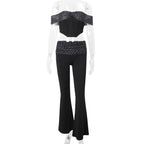 Women Clothing Summer Sexy Polka Dot Print Irregular Asymmetric Top High Waist Casual Pants Set Bella Mia