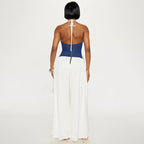 Women Clothing Spring Summer Halter Strap Contrast Color Zipper Tube Top Wide Leg Loose Jumpsuit Bella Mia