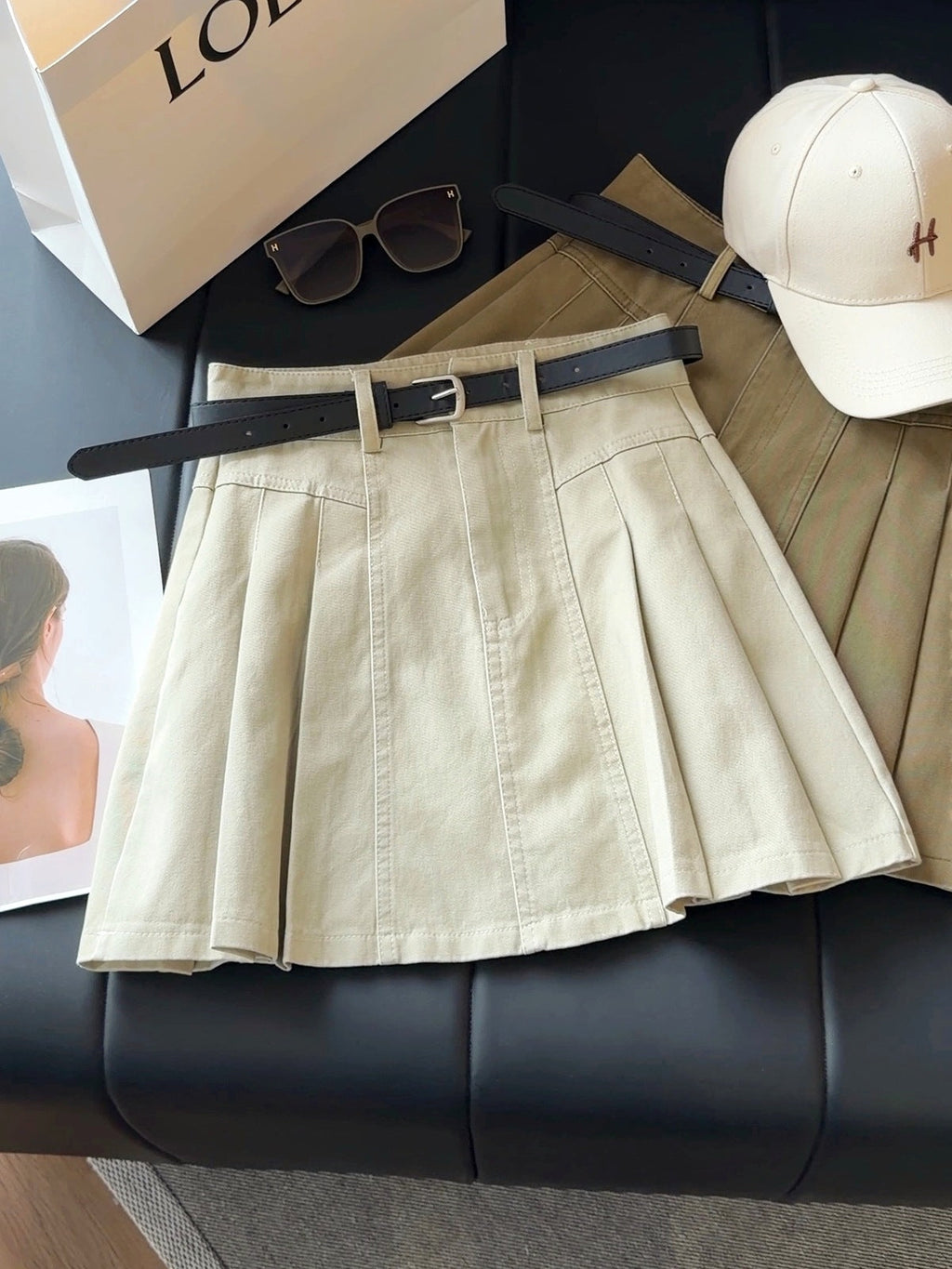 High Waist A line Pleated Skirt Women Summer Slimming All Matching Sheath Exposure Proof Skirt