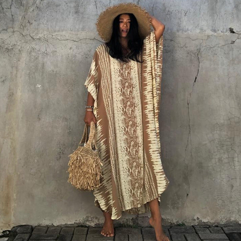 Rayon Snake Pattern Positioning Robe Sun Protection Beach Jacket Blouse Seaside Vacation Dress Women Bella Mia