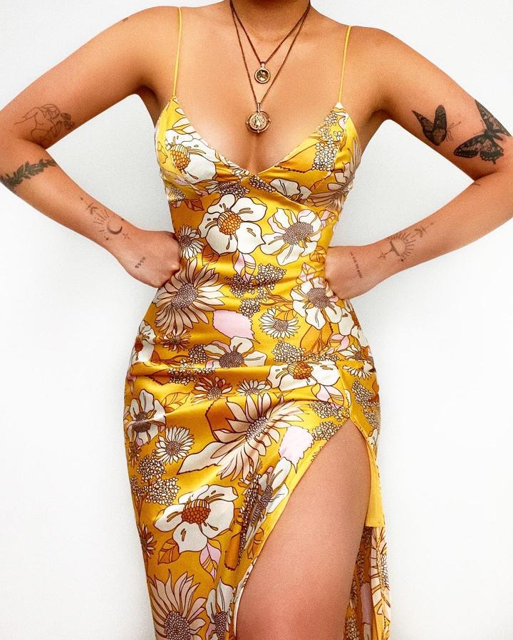Spring Summer Floral Digital Printed Sexy Slim Strap Dress Bella Mia