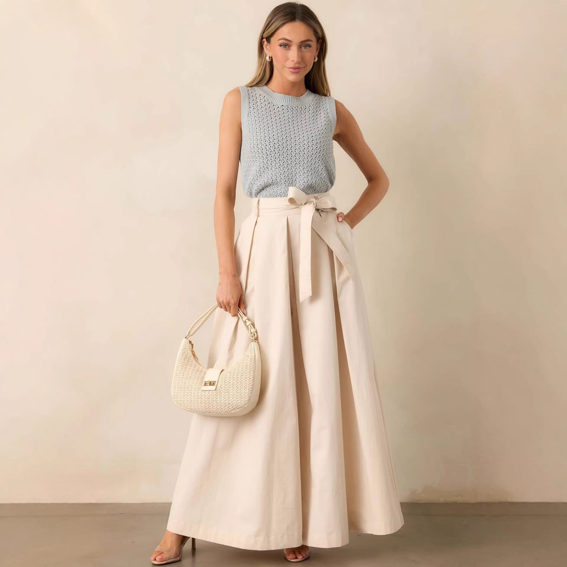 Women Spring Autumn Apricot Straight Leg Pants Bella Mia