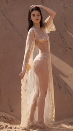 Golden Nude Sheer Lace Long Robe | Luxury Boudoir & Bridal Photoshoot Gown SelenaHuanStudio