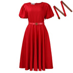 Women Clothing round Neck Puff Sleeve High Waist Dress Bella Mia