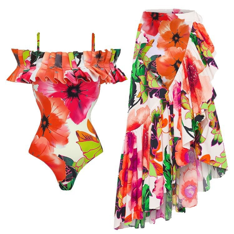 Sexy Swimsuit Retro Spring Swimsuit Bikini Chiffon Beach Skirt Set Bella Mia