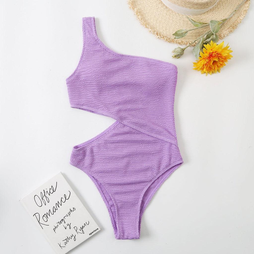 Swimsuit Wrinkle Champray Sexy Siamese One Shoulder Bikini Swimsuit Women Bikini Bella Mia