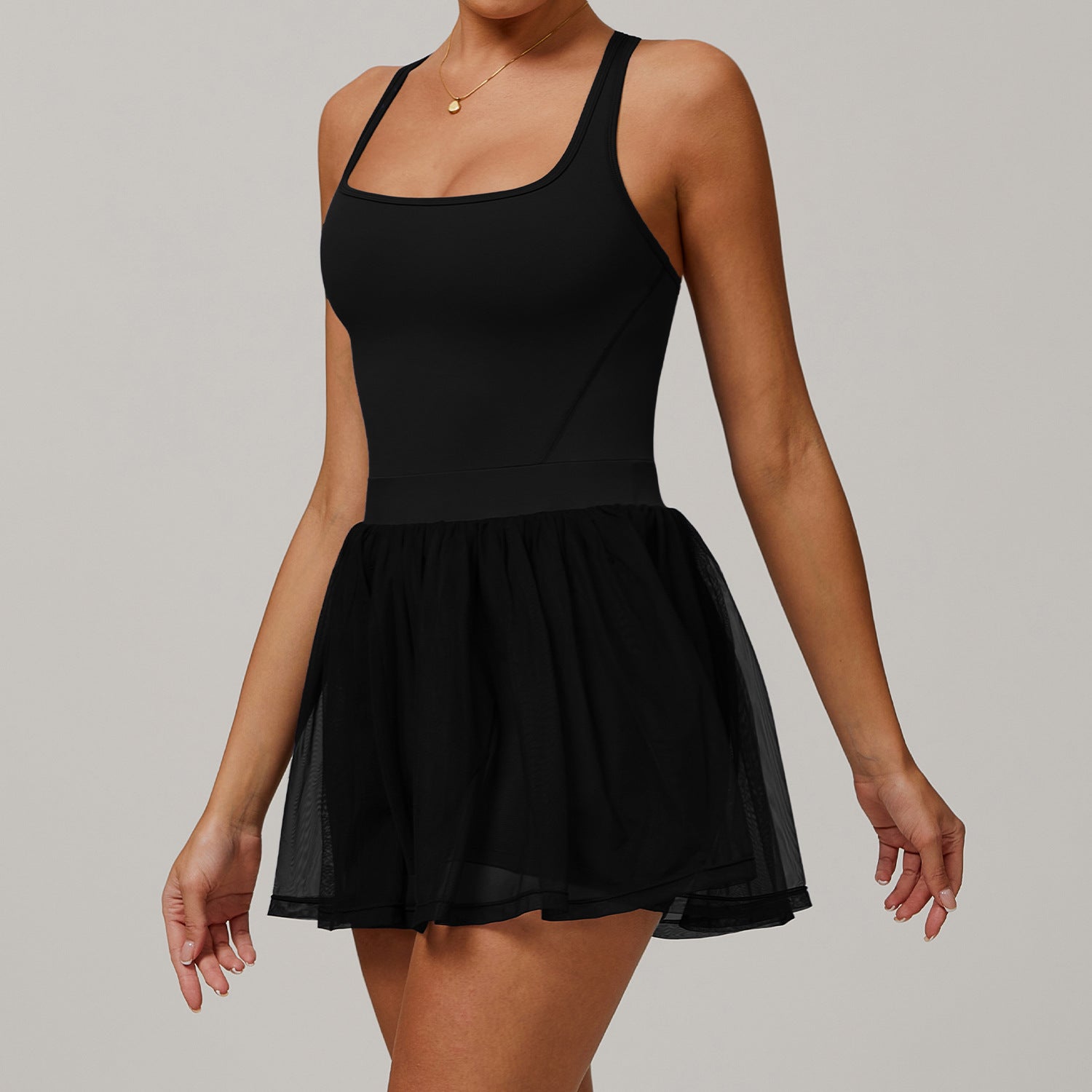Faux Two Pieces Sustainable Recycled Dress Mesh Breathable Quick Drying Sports Running Anti Exposure Tennis Dress Bella Mia