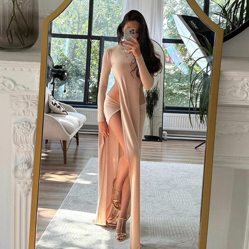 Women Clothing Fall round Neck Irregular Asymmetric with Personality Long Sleeve T shirt Solid Color Slim Skirt Set Bella Mia