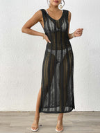 Women Holiday Beach Skirt Women Clothing Hollow Out Cutout Woven Shirt Vest Skirt Long Skirt Sexy Slit Dress Bella Mia
