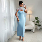 Women Clothing Summer Free Silk Scarf Cami Dress Elegant Slim Sheath Dress Bella Mia