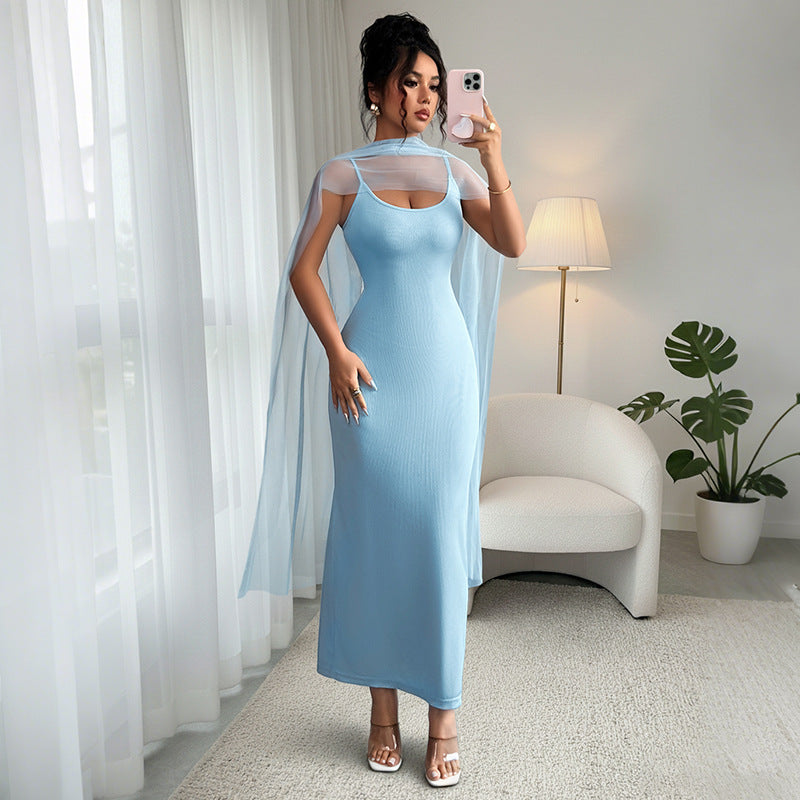 Women Clothing Summer Free Silk Scarf Cami Dress Elegant Slim Sheath Dress Bella Mia
